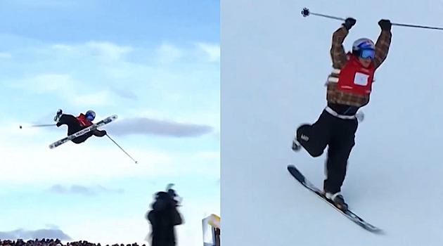 Při skoku ztratil lyži. Přesto Švancer dopad sebejistě ustál a dojel si pro stříbro